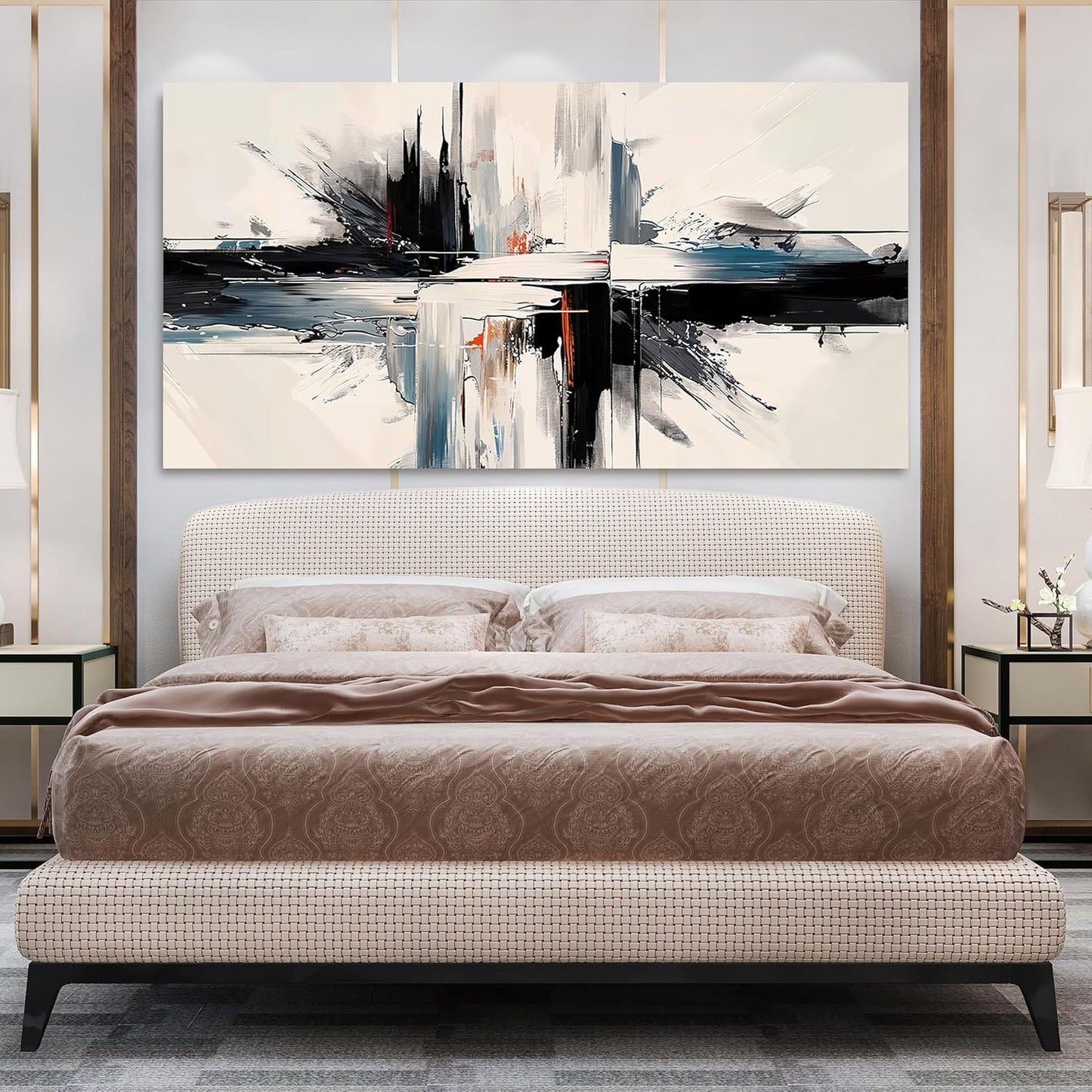 Abstract Large Wall Art Decorations Modern Wall Art Pictures for Living Room Abstract Canvas Art Wall Decor Oversized Black and White Wall Art Prints Artwork for Walls Bedroom Office Decor 29" X 58"