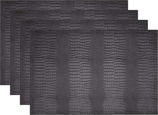 Faux Leather Hardboard Placemats, Set of 4 PU Table Mats, Easy to Clean, Heat & Stain Resistant for Office Conference Table,Dining Home Decor