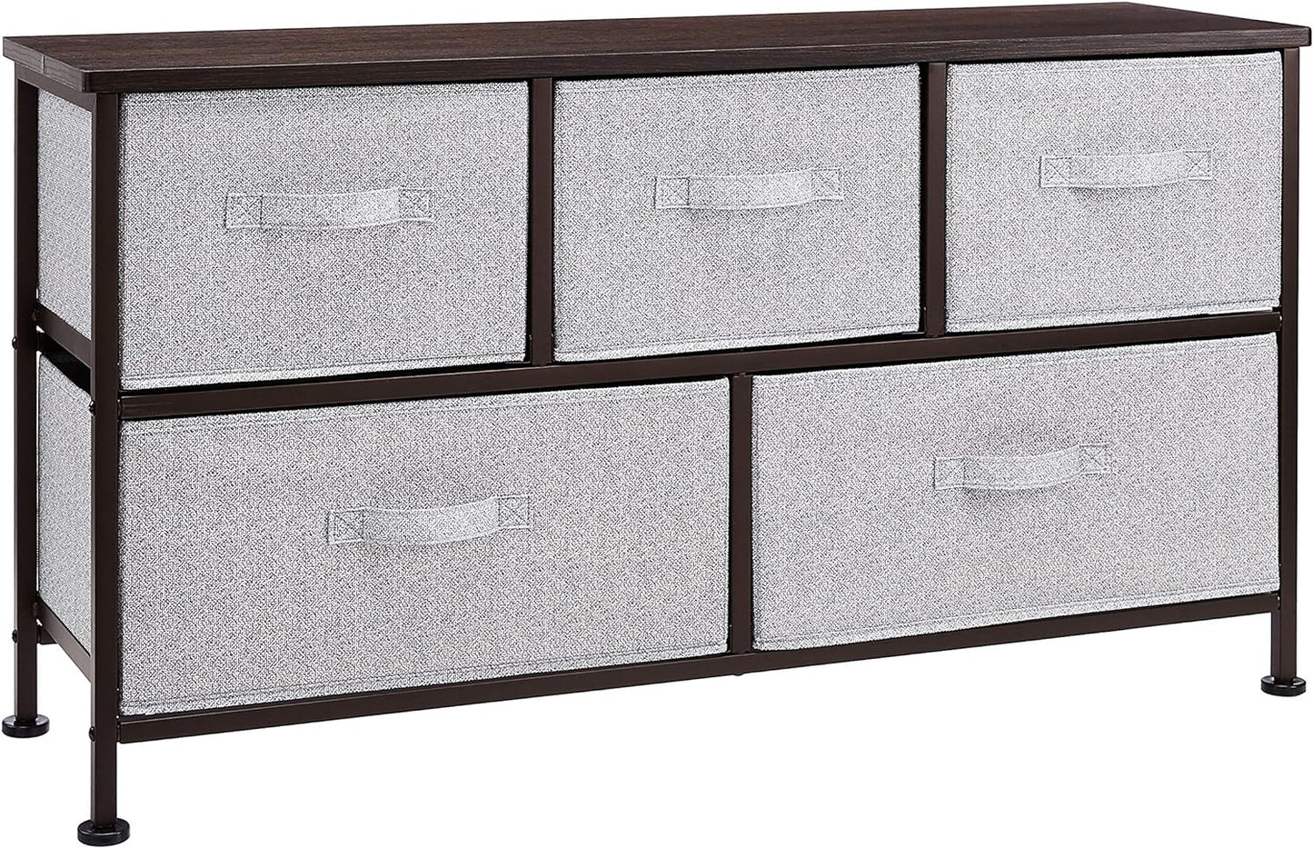 Amazon Basics Extra Wide Fabric 5-Drawer Storage Organizer Unit for Closet, Bronze
