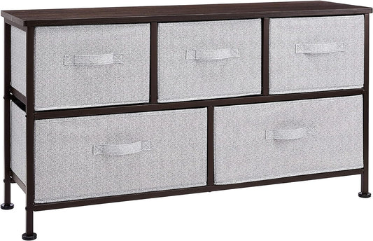 Amazon Basics Extra Wide Fabric 5-Drawer Storage Organizer Unit for Closet, Bronze
