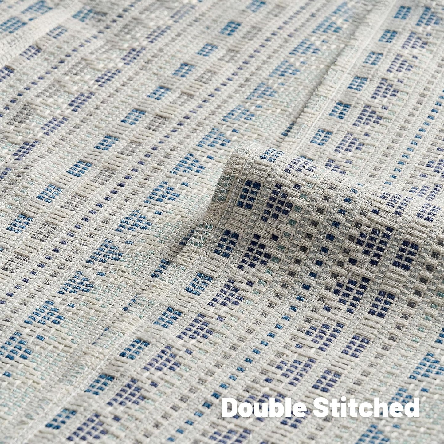 FUTEI Blue Grey Decorative Throw Pillow Covers 24x24 Inch Set of 2,Soft Cozy Chenille Jacquard Textured Euro Pillow Shams,Boho Home Decor for Couch Bed Living Room