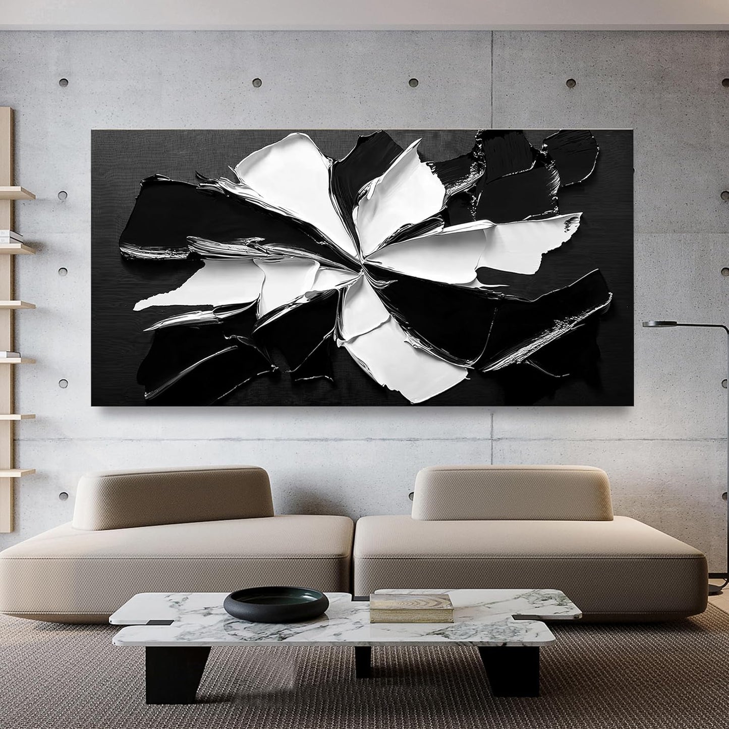 Abstract Wall Art Decorations Modern Large Wall Art for Living Room Abstract Canvas Art Wall Decor Oversized Black and White Wall Art Prints Flowers Artwork for Walls Office Home Decor 29" X 58"