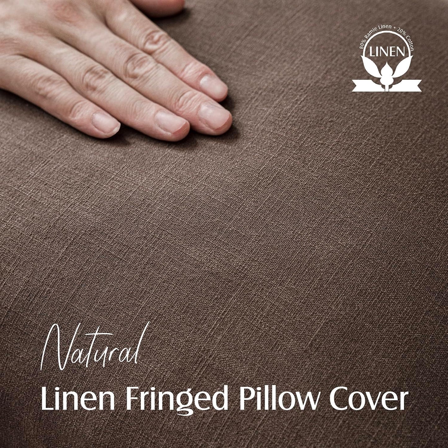 Foindtower Set of 2 Decorative Linen Fringe Throw Pillow Covers Boho Farmhouse Cushion Cover with Tassels Soft Accent Pillowcase for Couch Sofa Bed Living Room Home Decor,16×16 Inch,Reddish Brown