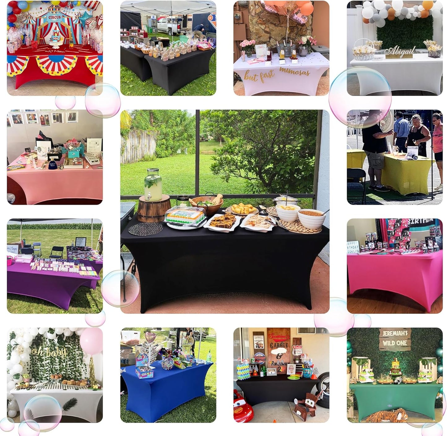 ABCCANOPY 6 FT Forest Green Spandex Table Cover Stretch Fitted Wrinkle Resistant Tablecloth Reuse for Rectangular Folding Table Patry Event Wedding Banquet Protector