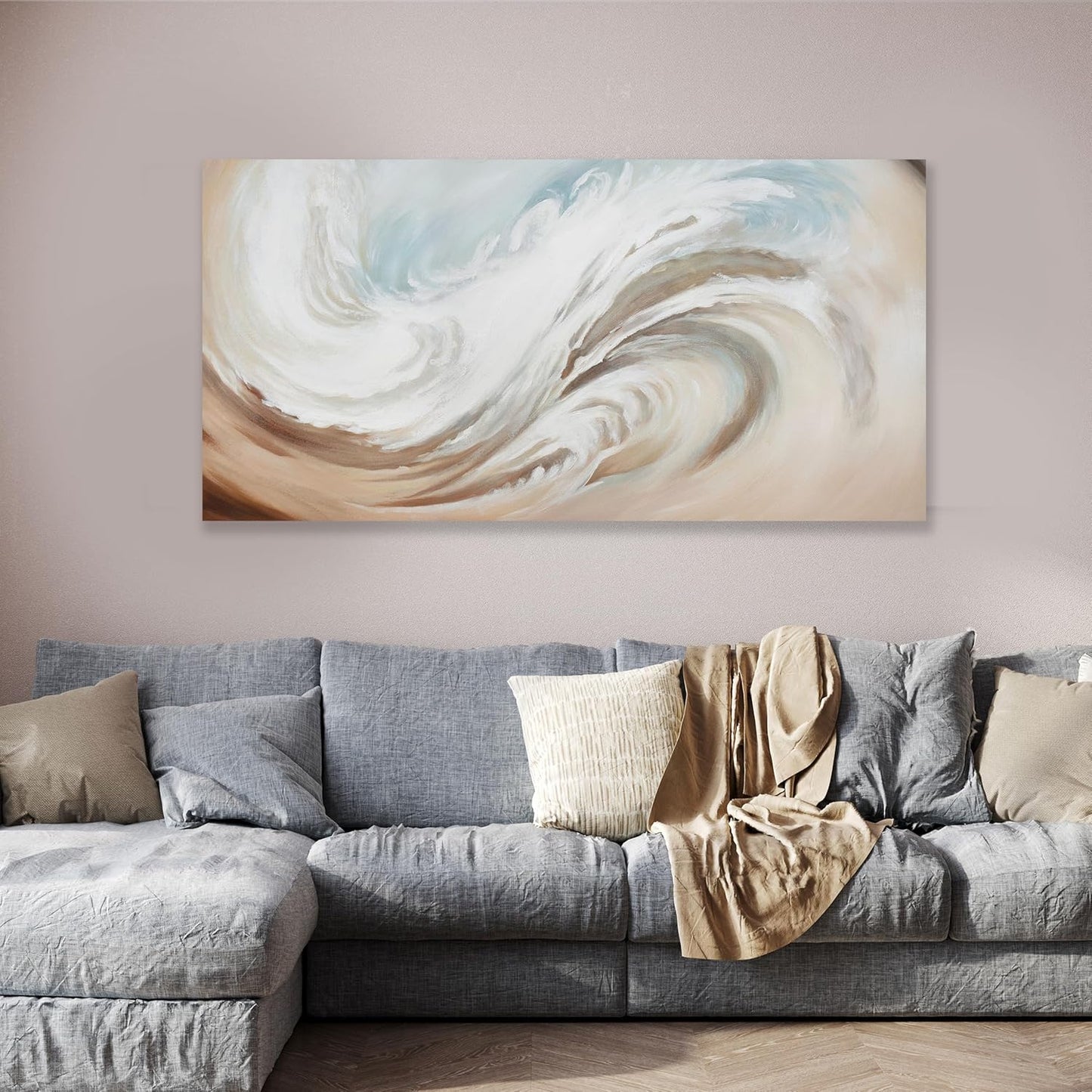Abstract Wall Art Canvas Wall Paintings Modern Beige Wall Decor Aesthetic Room Decor Wall Art Framed Artwork for Living Room Bedroom Dining Room Home Office Decor 24"x48"
