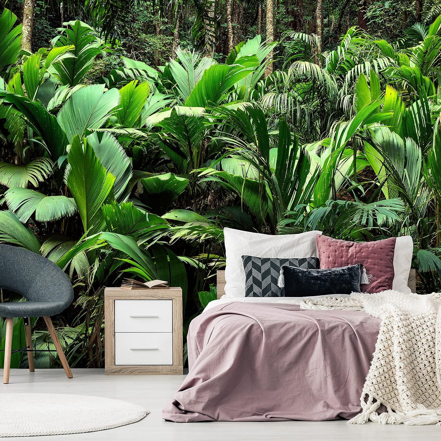 artgeist Wall Mural Nature 96x69 in - XXL Peel and Stick Self-Adhesive Wallpaper Removable Large Sticker Foil Wall Decor Print Picture Image Design Botanical Plants Jungle Leaves b-B-0594-a-a