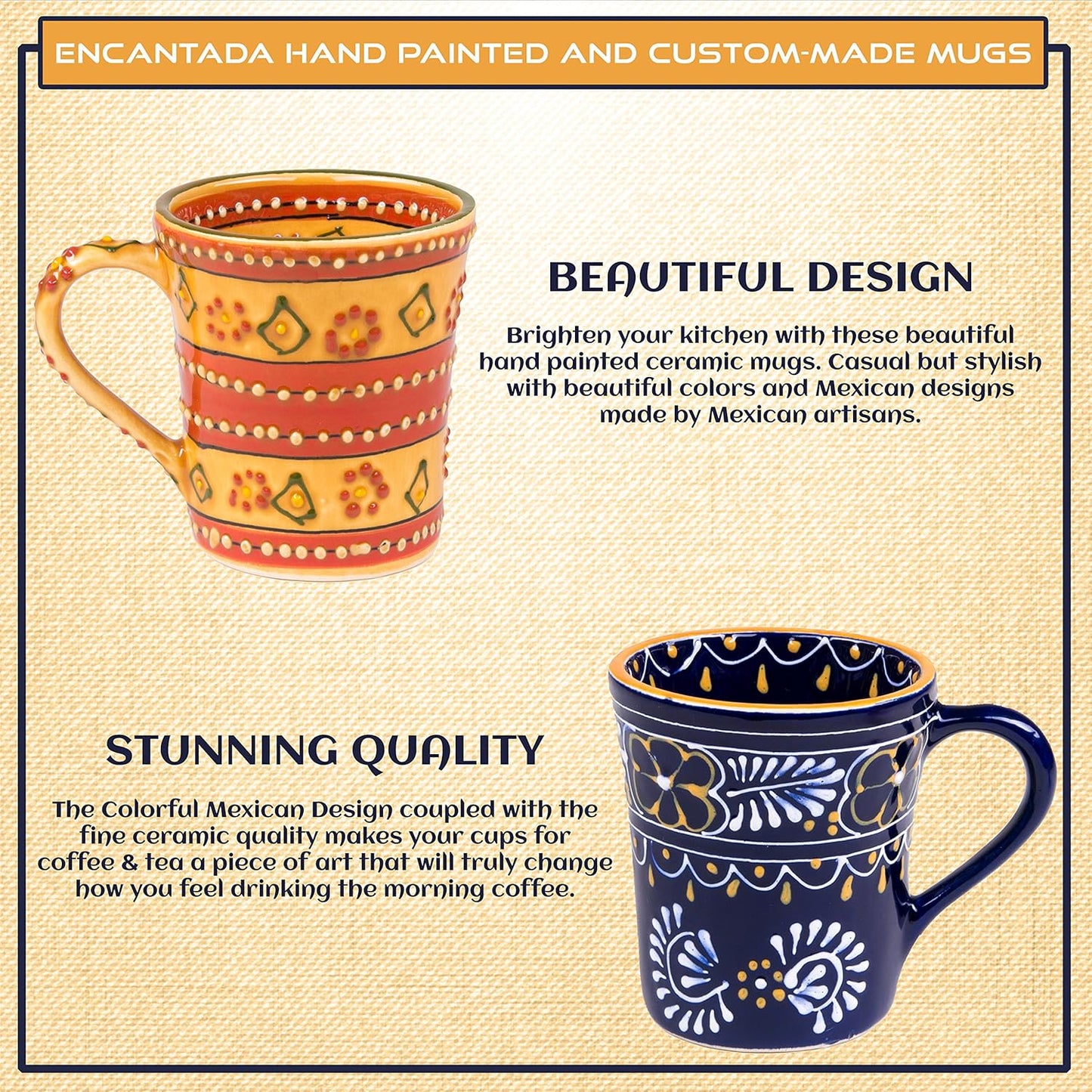 Encantada Handmade Hand-Painted Authentic Mexican Pottery Mugs (1-Pack, Mas Red)